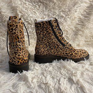 Lucky Brand Cheetah Combat Boots Size 6.5